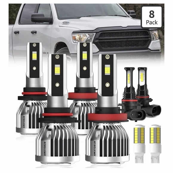 AMXTOBUB Other - AMXTOBUB 9005 H11 9145 7443 LED Headlight Fog Bulbs 6500K 8 Pack Dodge Ram
